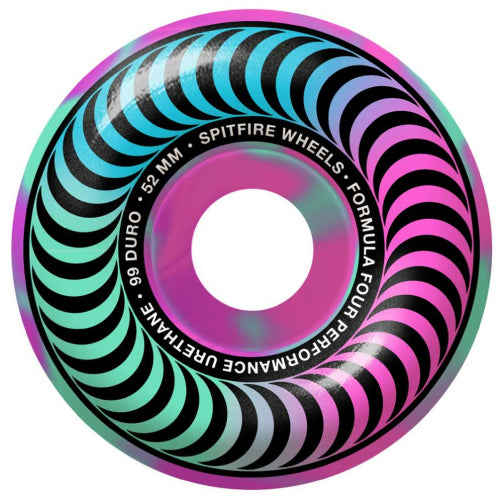 Spitfire F4 Classic Swirled Wheels Pink/Teal Multi 52MM 99D