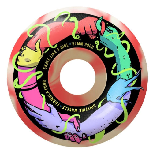 Spitfire Formula Four Classic Skate Like a Girl Wheels Natural, Coral Swirl 56MM 99D