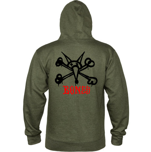 Powell Peralta Rat Bones Midweight Hooded Sweatshirt - Army Heather