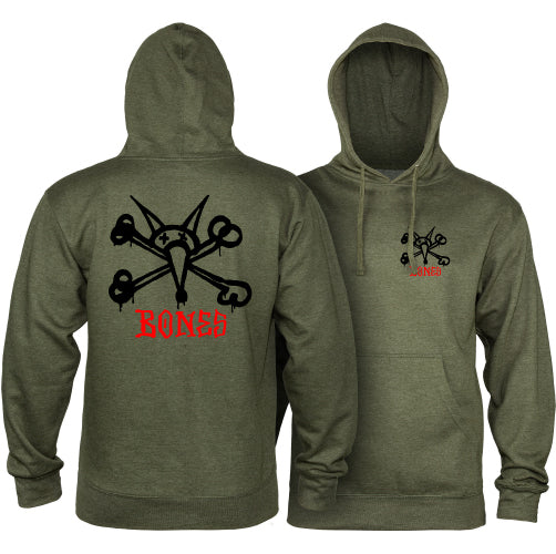 Powell Peralta Rat Bones Midweight Hooded Sweatshirt - Army Heather