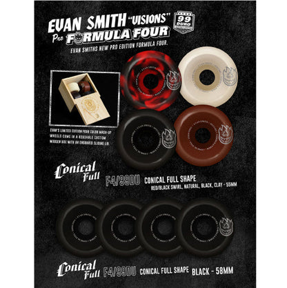 Spitfire F4 Evan Smith Conical Full Wheels Black 58MM 99D
