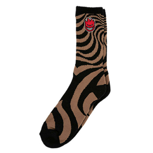 Spitfire Bighead Fill Embroidered Swirl Socks - Black/Brown