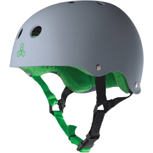 Triple Eight Sweatsaver Helmet - Grey Rubber with Green