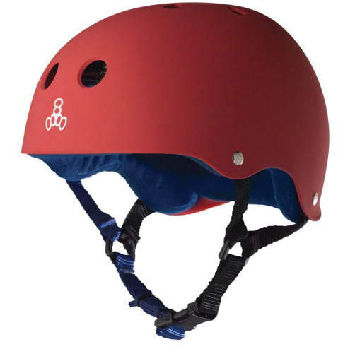Triple Eight Sweatsaver Helmet - Red Rubber with Blue