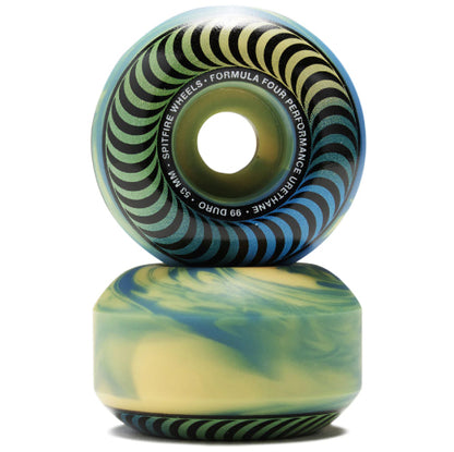 Spitfire F4 Classic Swirled Wheels Blue/Green/Yellow 53MM 99D