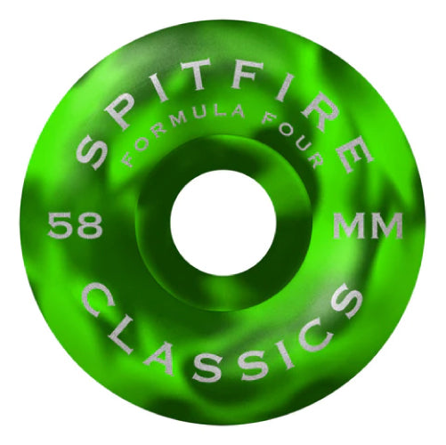 Spitfire F4 Classic Swirled Skateboard Wheels Green, Green 58MM 99D