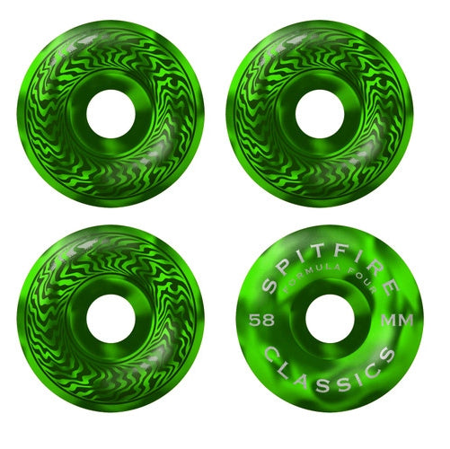 Spitfire F4 Classic Swirled Skateboard Wheels Green, Green 58MM 99D