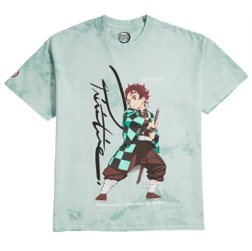 Primitive X Demon Slayer Tanjiro Washed Tee Green