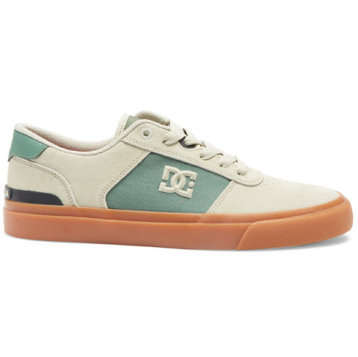 DC Teknic S Tan, Green Suede Skate Shoe