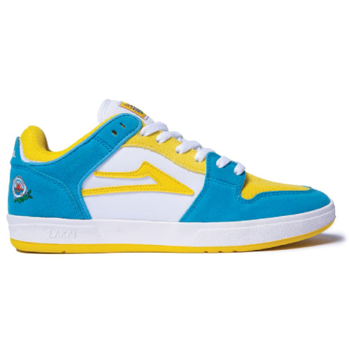 Lakai X Pacifico Telford Low White, Yellow, Cyan Suede Skate Shoe