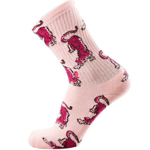 Psockadelic Tiger Style Crew Socks Pink