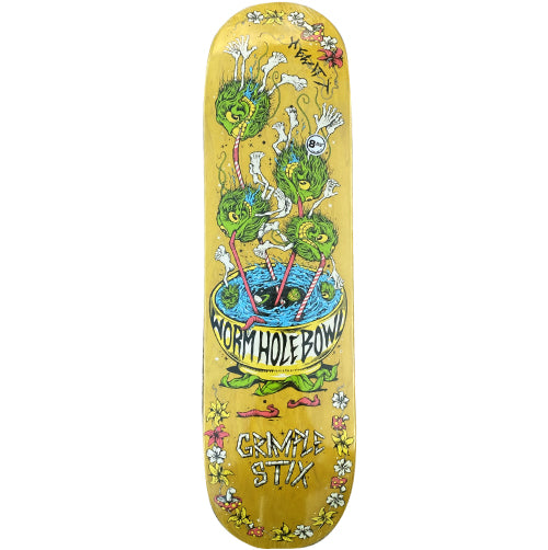 Antihero Peter Hewitt Grimple Stix On Vacation Skateboard Deck Yellow 8.85"