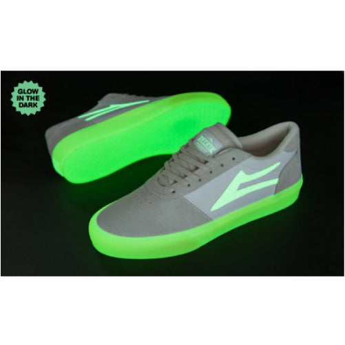 Lakai Manchester White, Glow in the Dark Suede Skate Shoes