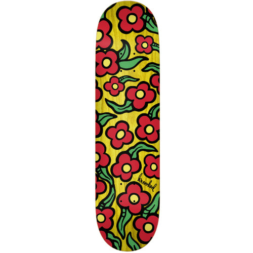 Krooked Team Wild Style Flowers Skateboard Deck Yellow 8.25"