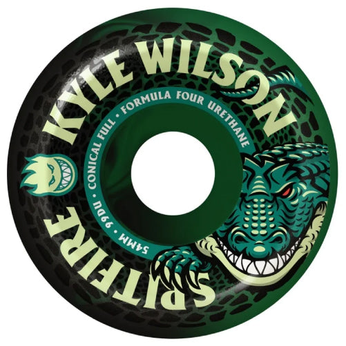 Spitfire F4 Conical Full Kyle Wilson Death Roll Wheels Black/Green Swirl 54MM 99D