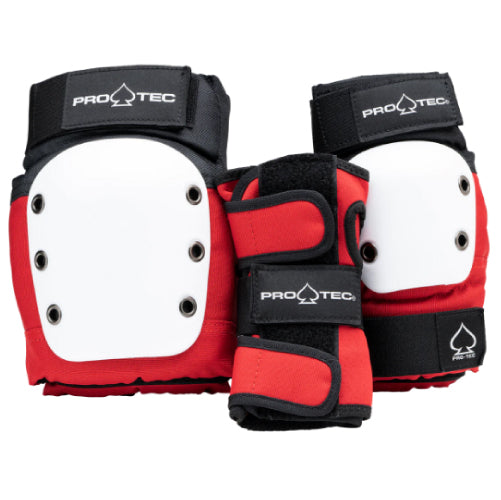 Pro-Tec Jr. Street Open Back Pad Set - Red/White/Black